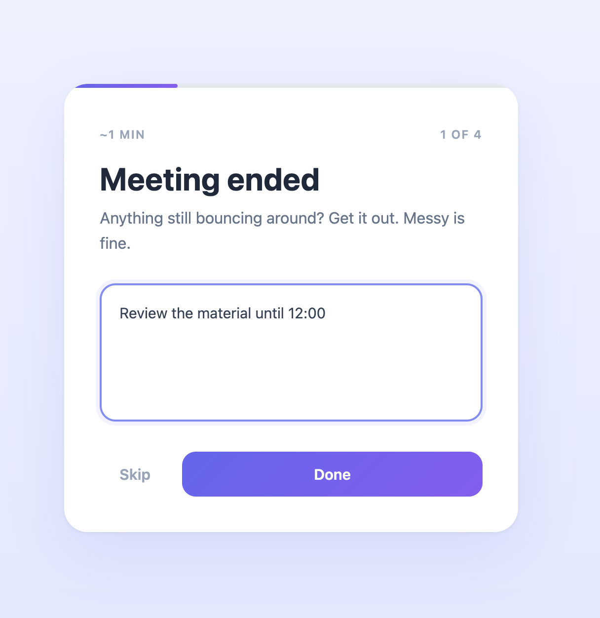 Brain dump step - capture your thoughts