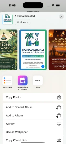 Share extension in Photos app