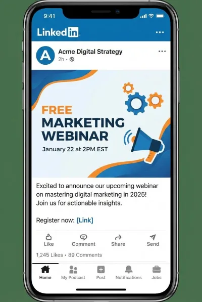 LinkedIn webinar post